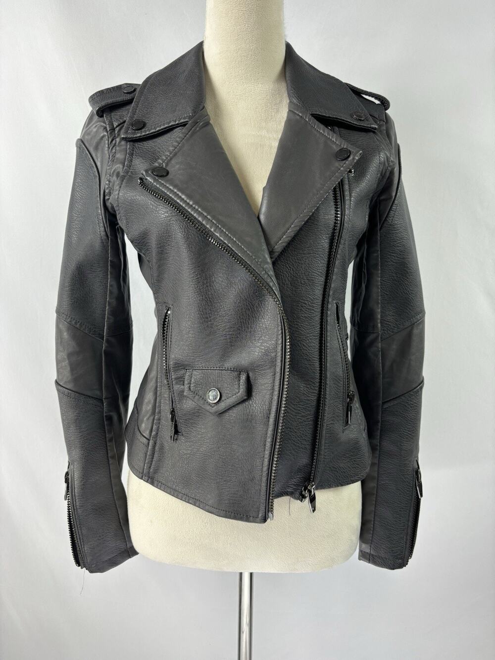 Blank NYC Easy Rider Faux Leather Moto Jacket Black XS Biker